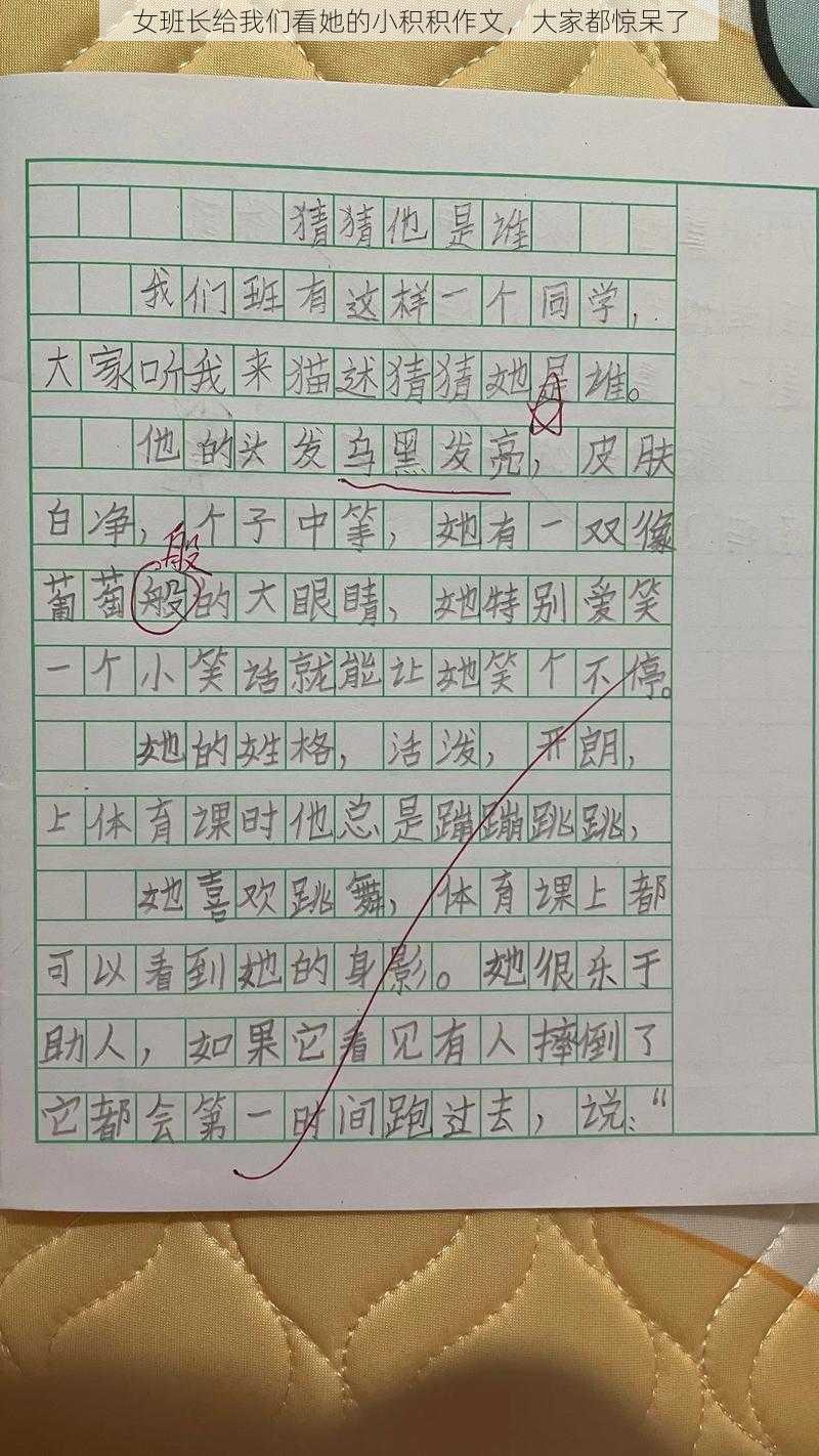 女班长给我们看她的小积积作文，大家都惊呆了