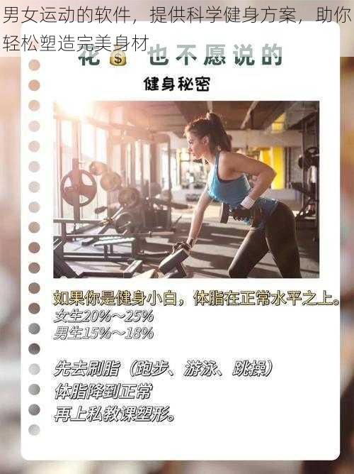 男女运动的软件，提供科学健身方案，助你轻松塑造完美身材