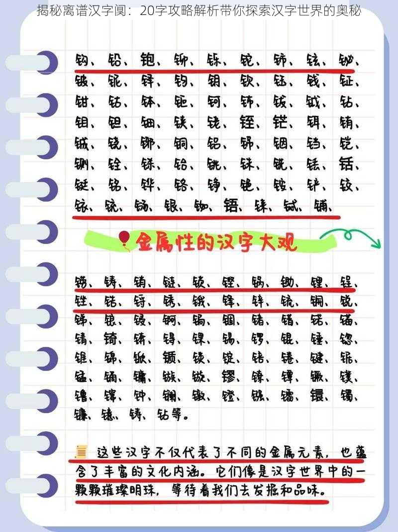 揭秘离谱汉字阒：20字攻略解析带你探索汉字世界的奥秘