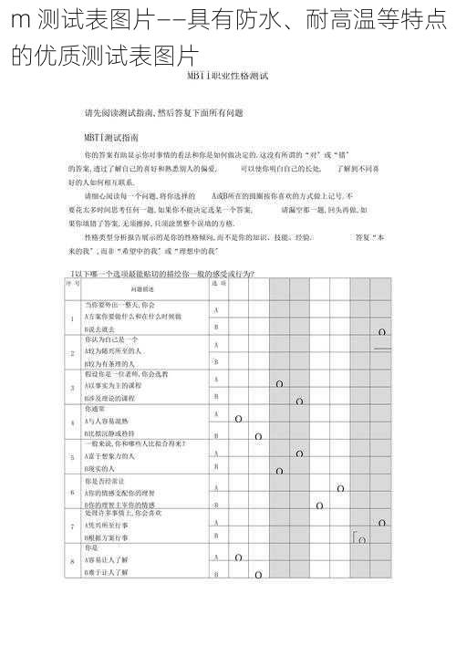 m 测试表图片——具有防水、耐高温等特点的优质测试表图片