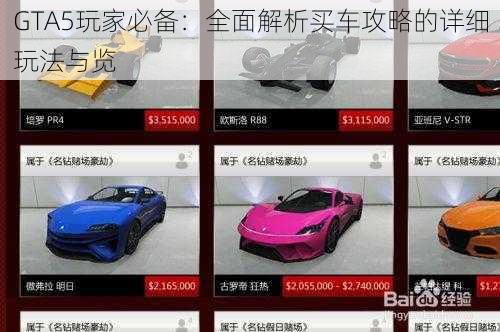 GTA5玩家必备：全面解析买车攻略的详细玩法与览